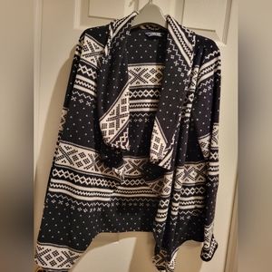 *BOGO* Lands End Fair Isle Fleece Wrap Cardigan